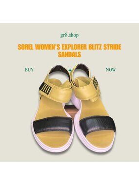Sorel Womens Explorer Blitz Stride Sandals Yellow/Black Size 10 Lightweight Cush